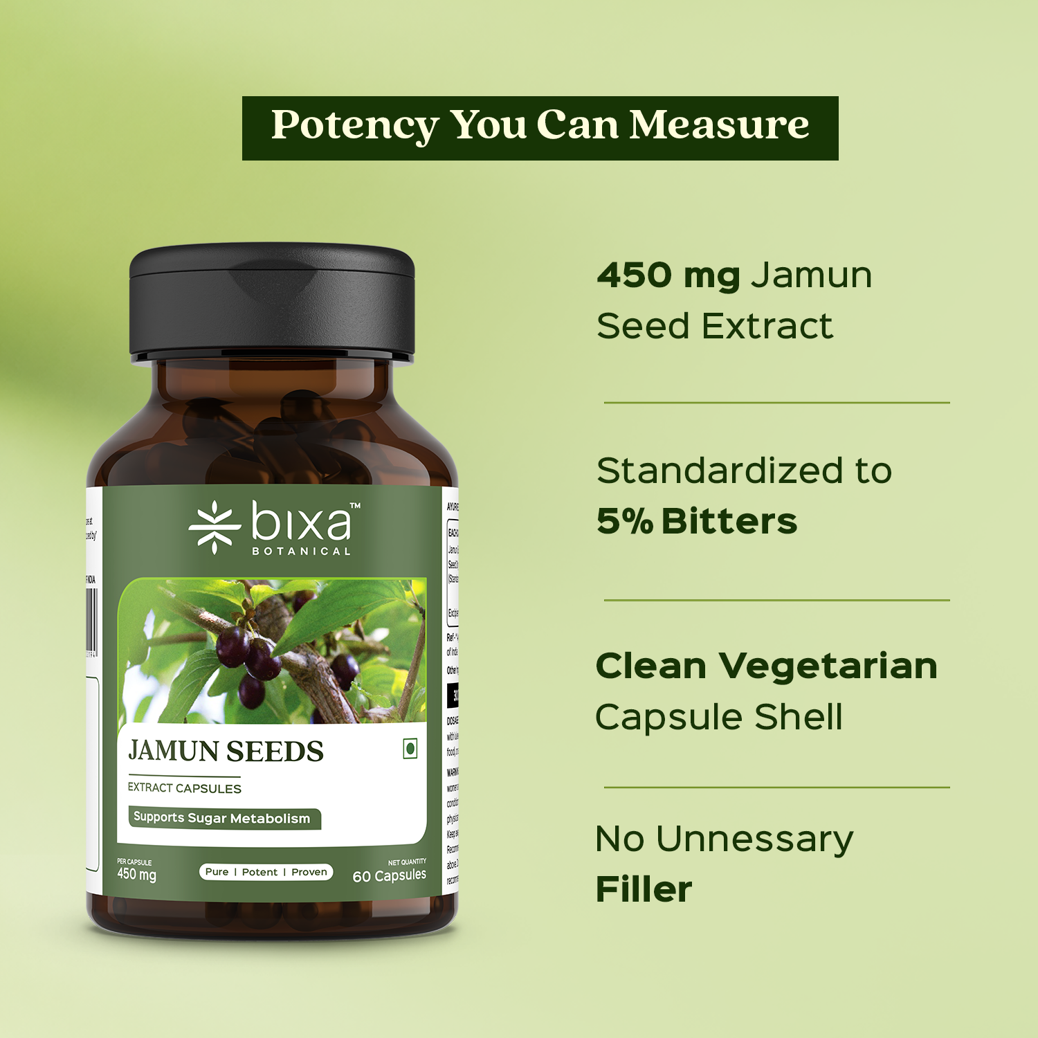Jamun Extract 60 Veg Capsules (450mg) 5% Bitters