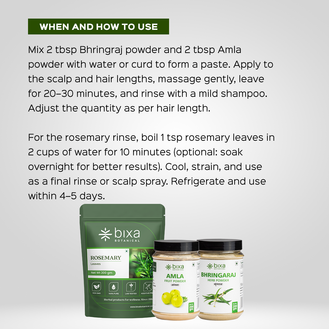 Complete Hair Care Pack | Bhringraj Powder + Amla Powder + Rosemary Leaves | Combo
