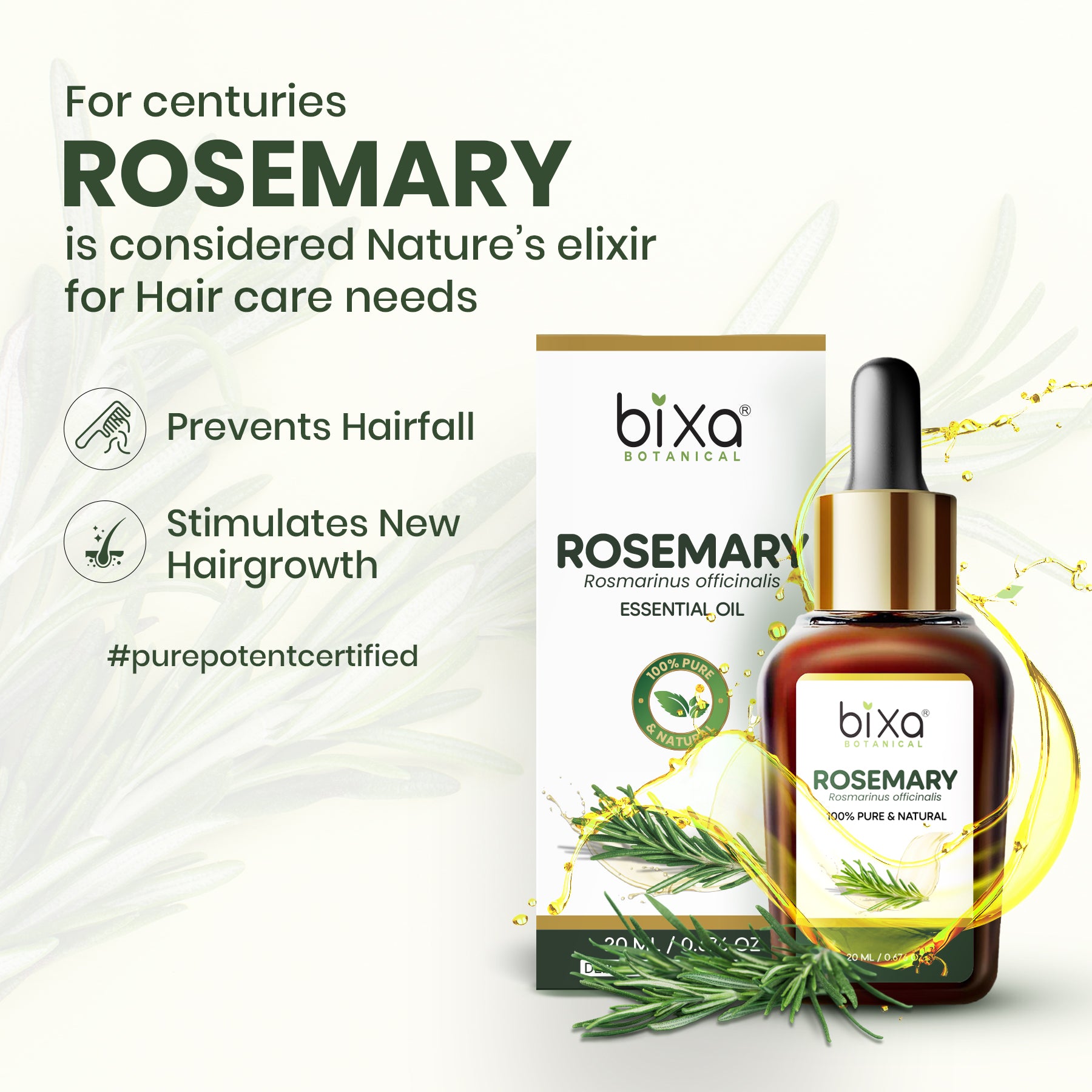 Rosemary Essential Oil For Hair Growth | 100% Pure | Top Grade Imported Quality