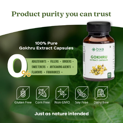 Gokhru / Tribulus Extract 60 Veg Capsules (450mg) 40% Saponins