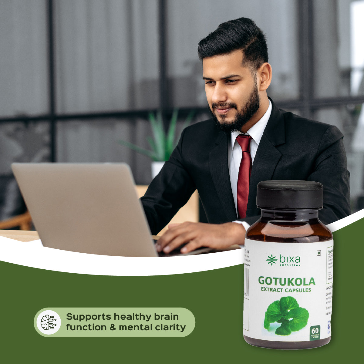 Gotu Kola / Mandukparni / Centella Asiatica Extract 60 Veg Capsules (450mg) 30% Saponins