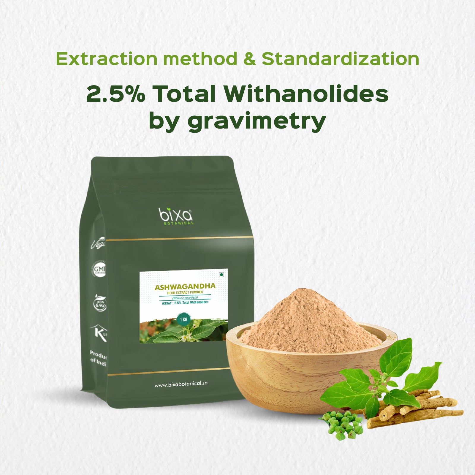 Ashwagandha (Withania Somnifera) Dry Extract Herb - 2.5% Total Withanolides by gravimetry