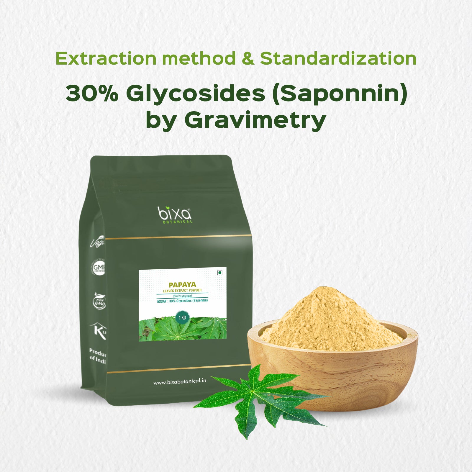 Papaya Leaf (Carica Papaya) Dry Extract  - 30% Glycosides (Saponnin) by Gravimetry