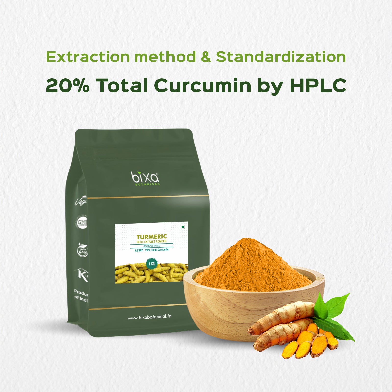 Turmeric / Haldi (Curcuma longa) dry Extract - 20% Total Curcumin by HPLC