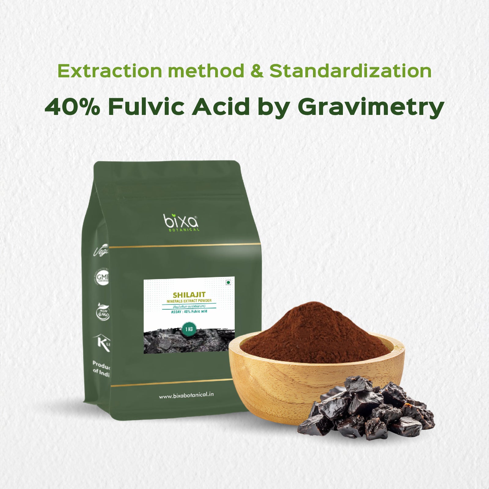 Shilajit (Asphaltum) Dry Extract - 40% Fulvic acid by Gravimetry