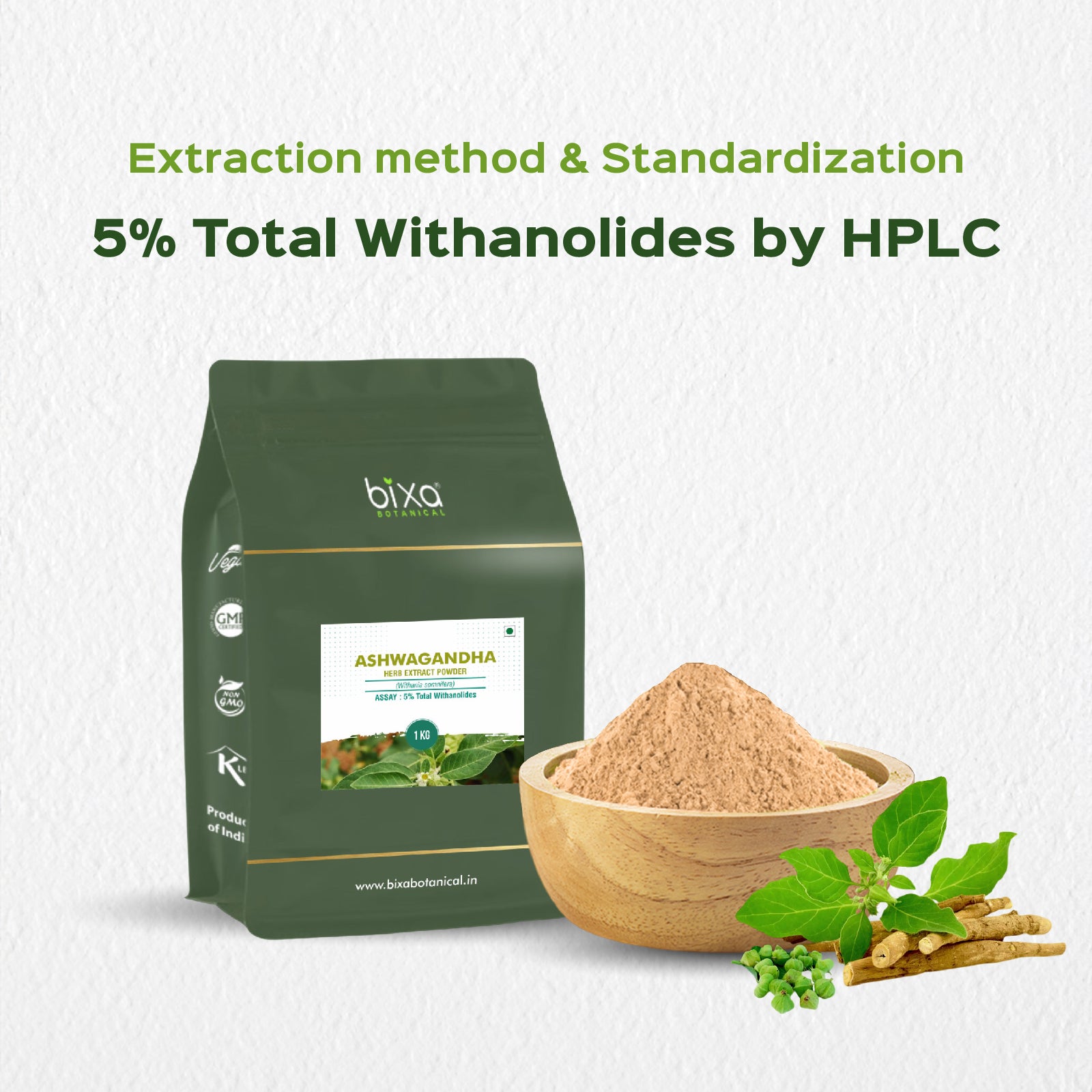 Ashwagandha (Withania somnifera) Dry Extract Herb - 5% Total Withanolides by HPLC