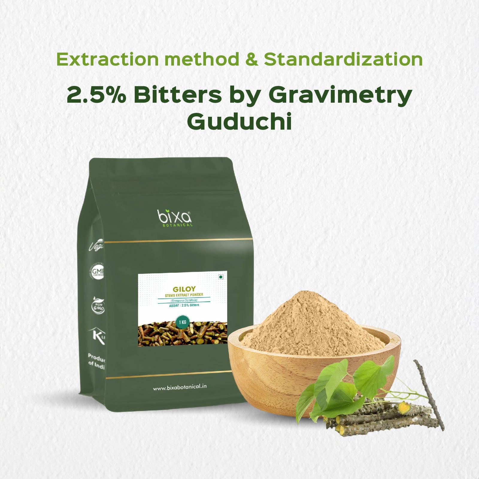 Giloy (Guduchi /Tinospora Cordifolia) dry Extract - 2.5% Bitters by Gravimetry Guduchi