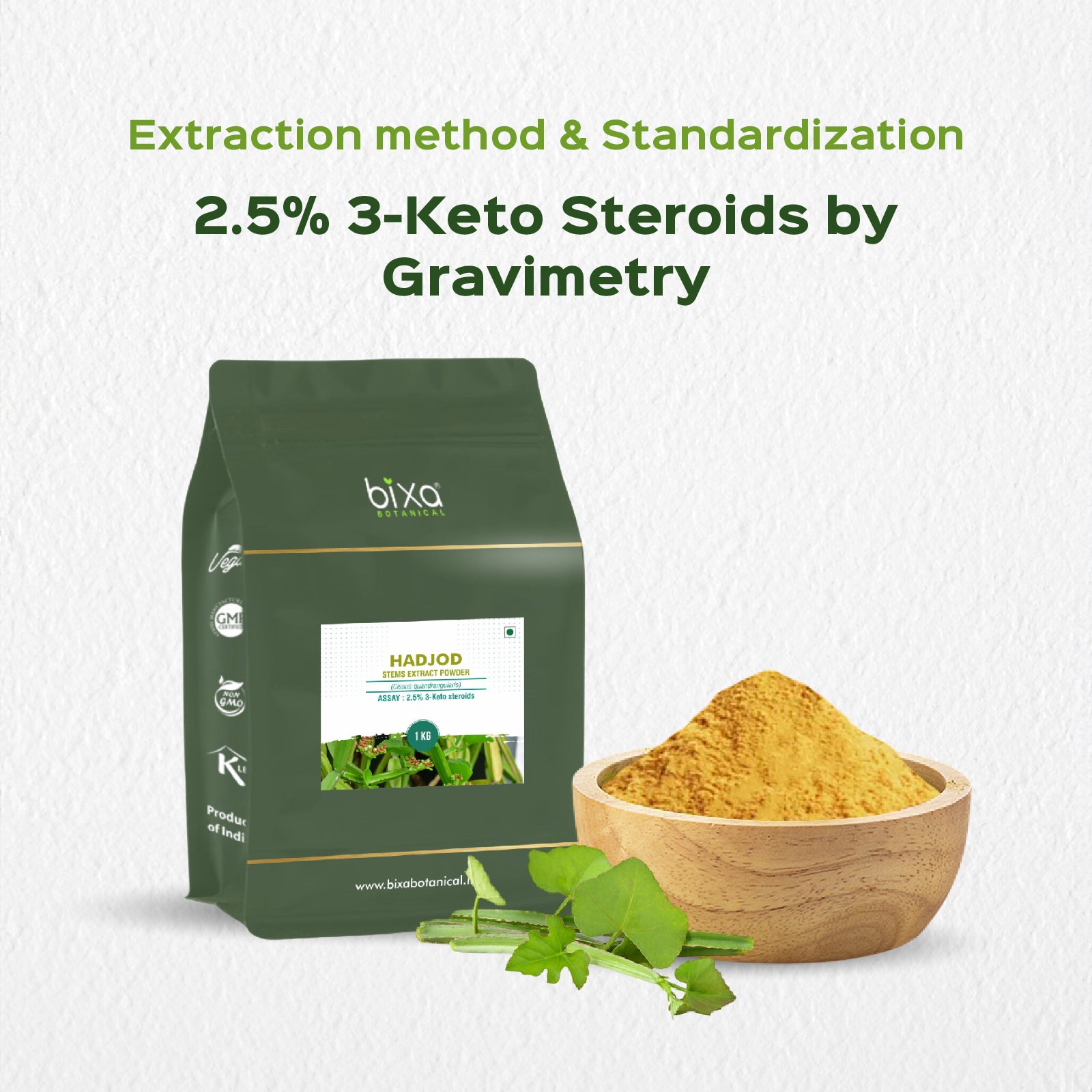 Hadjod (Cissus Quadragularis) dry Extract - 2.5% 3-Keto steroids by Gravimetry
