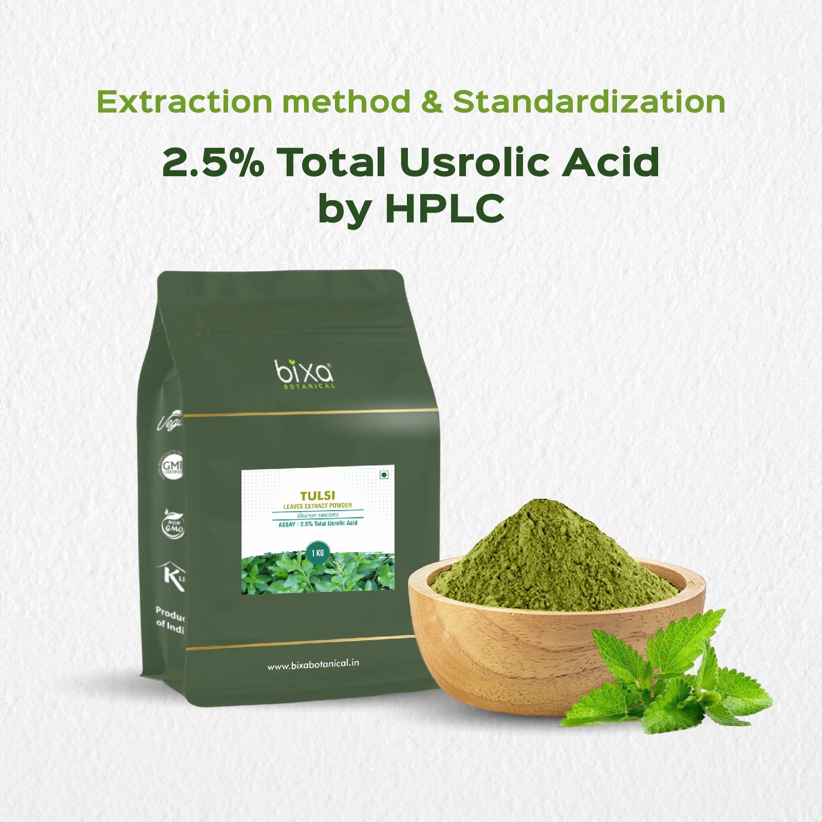 Holy Basil / Tulsi (Ocimum Sanctum) Dry Extract - 2.5% Total Usrolic Acid by HPLC