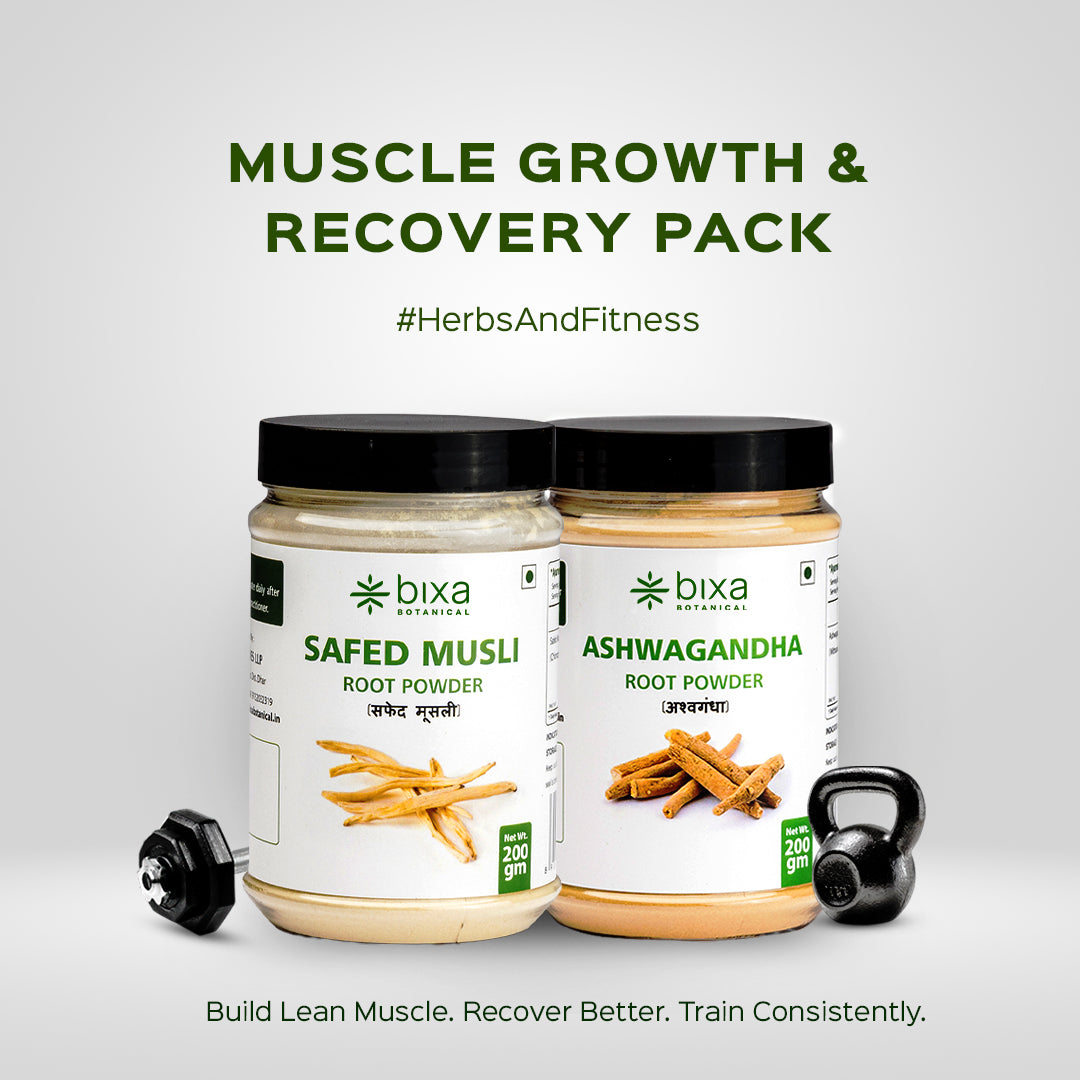 Muscle growth & Recovery Pack | Safed Musli Powder + Ashwagandha Powder | Combo