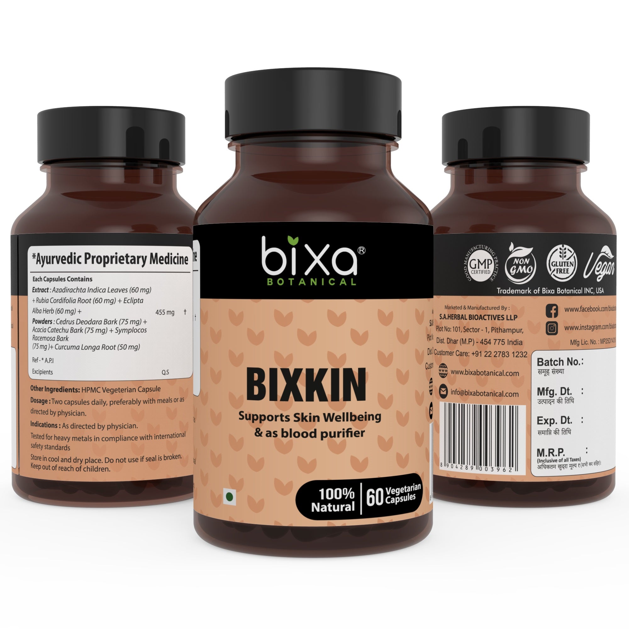 BIXKIN 60 Veg Capsules (450mg) Supports Skin Wellbeing